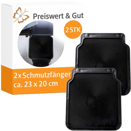 Schmutzfänger Set 2 Stück schwarz 23 x 20 cm universal für Auto LKW Anhänger Wohnmobil langlebiger Spritzschutz gegen Schlamm Wasser und Schmutz idealer Schutz für Fahrzeugkarosserie und Radbereich