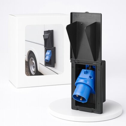 CEE Außensteckdose 16A 3-polig IP44 – Einbaustecker 220–240 V 50 Hz mit Klappdeckel – wetterfeste Stromversorgung für Wohnwagen, Boot & Außenbereich