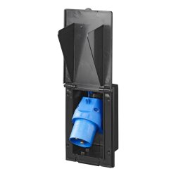 CEE Außensteckdose 16A 3-polig IP44 – Einbaustecker 220–240 V 50 Hz mit Klappdeckel – wetterfeste Stromversorgung für Wohnwagen, Boot & Außenbereich