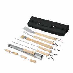 AS Grillbesteck Set mit Tasche Grillzange Bratenwender Fleischgabel Grillgabel etc AS