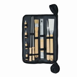 AS Grillbesteck Set mit Tasche Grillzange Bratenwender Fleischgabel Grillgabel etc AS