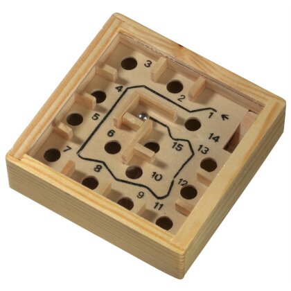 Labyrinth Holz 9 x 9 cm Mini Labyrinthspiel Geduldspiele, Reisespiel Spiel BWI