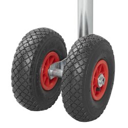 Anhänger Zubehör Set – Stützrad Anhänger 260x85 mm Luft-Reifen Kunststoff-Felge bis 300kg Traglast – stützrad halterung Ø 48 mm Stahl verzinkt Klemmschelle für Anhänger