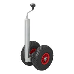 Anhänger Zubehör Set – Stützrad Anhänger 260x85 mm Luft-Reifen Kunststoff-Felge bis 300kg Traglast – stützrad halterung Ø 48 mm Stahl verzinkt Klemmschelle für Anhänger