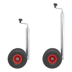 Anhänger Zubehör Set – Stützrad Anhänger 260x85 mm Luft-Reifen Kunststoff-Felge bis 300kg Traglast – stützrad halterung Ø 48 mm Stahl verzinkt Klemmschelle für Anhänger