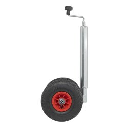 Anhänger Zubehör Set – Stützrad Anhänger 260x85 mm Luft-Reifen Kunststoff-Felge bis 300kg Traglast – stützrad halterung Ø 48 mm Stahl verzinkt Klemmschelle für Anhänger