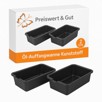 2 x Ölauffangbehälter 6L Ölauffangwanne – Ölwanne für sicheren Ölwechsel, 6L Volumen mit Ausgießer, ca. 390x225x125 mm, ideal für Werkstatt und Garage