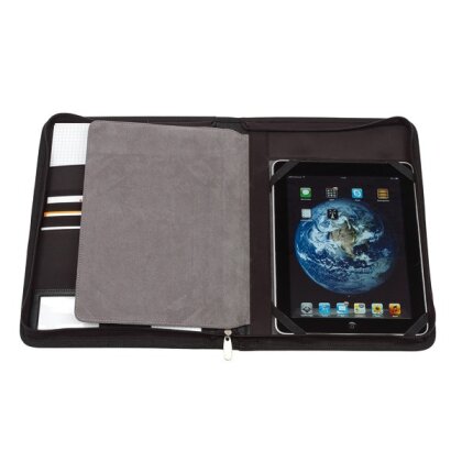 AS Konferenzmappe A4 schwarz Schreibmappe NOBLESSE mit Tablethalter AS
