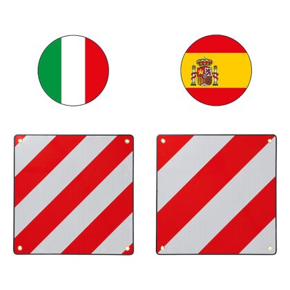 Alu Warntafel Wohnmobil Fahrradträger 50x50 Spanien , ITALIEN  rot weiß
