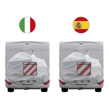 Warntafel Aluminium Spanien und Italien Heckträger PKW Verkehr rot