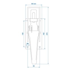 2x Spannverschluss 270 mm verzinkt Kistenverschluss Spannverschlüsse Hebelverschluss Exzenterverschluss 4 löchern Ø8mm