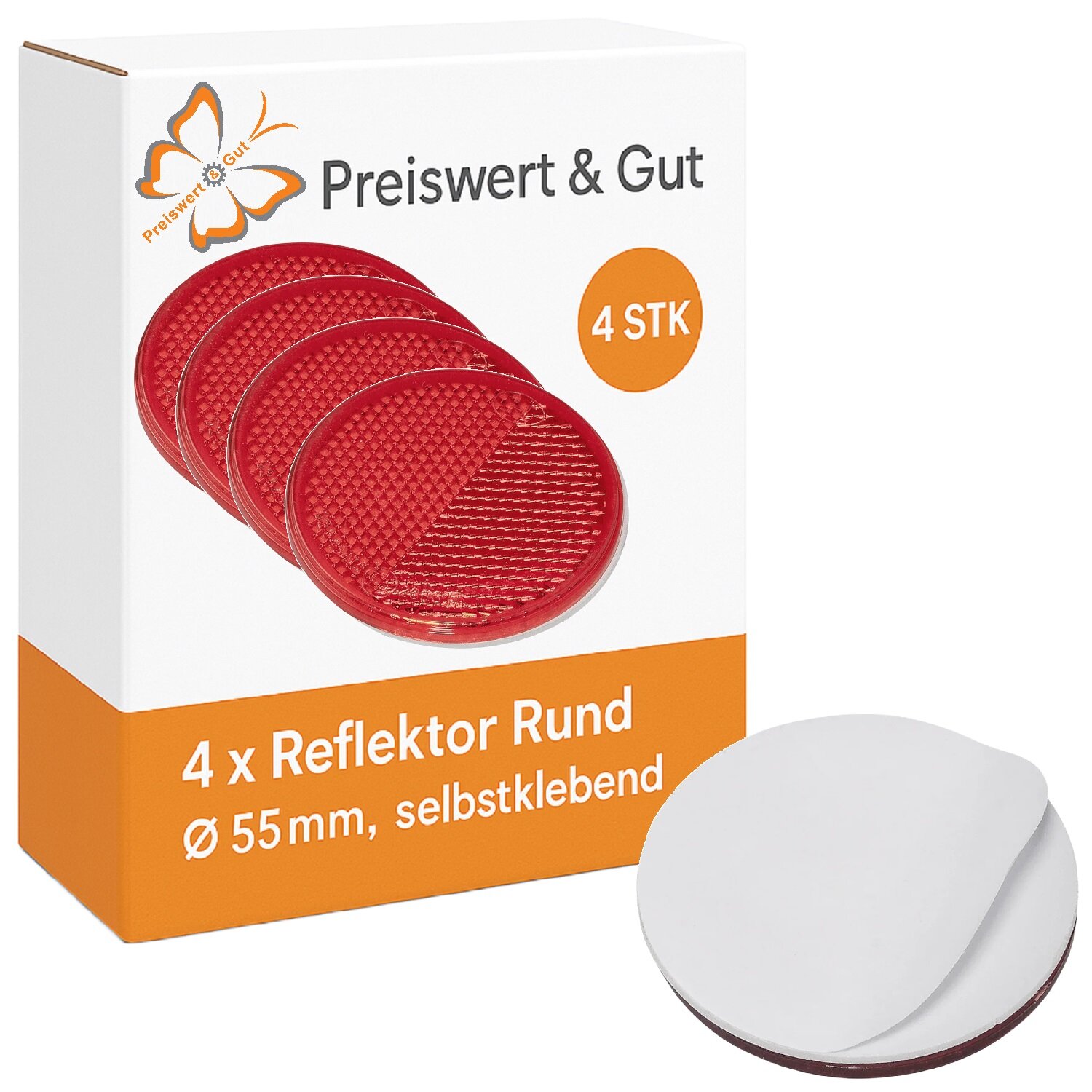 1 Reflektor Rund 80mm Rot mit Montage-Loch für Anhänger Pritsche links