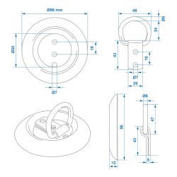 4x Zurrösen für Anhänger Durchmesser 97mm Zugkraft 250daN verzinkt für Ladungssicherung