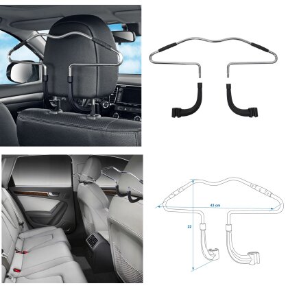 Auto-Kleiderbügel Kopfstütze – PKW-Kleiderbügel & Jackenhalter mit Haken – universell passend für alle Kopfstützen – ideal für Hemden, Jacken & Anzüge – stabil & einfach zu montieren