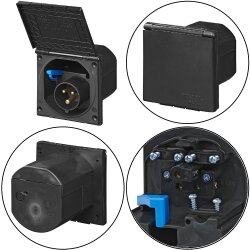 CEE Außensteckdose 220-240V 16A IP44 schwarz...