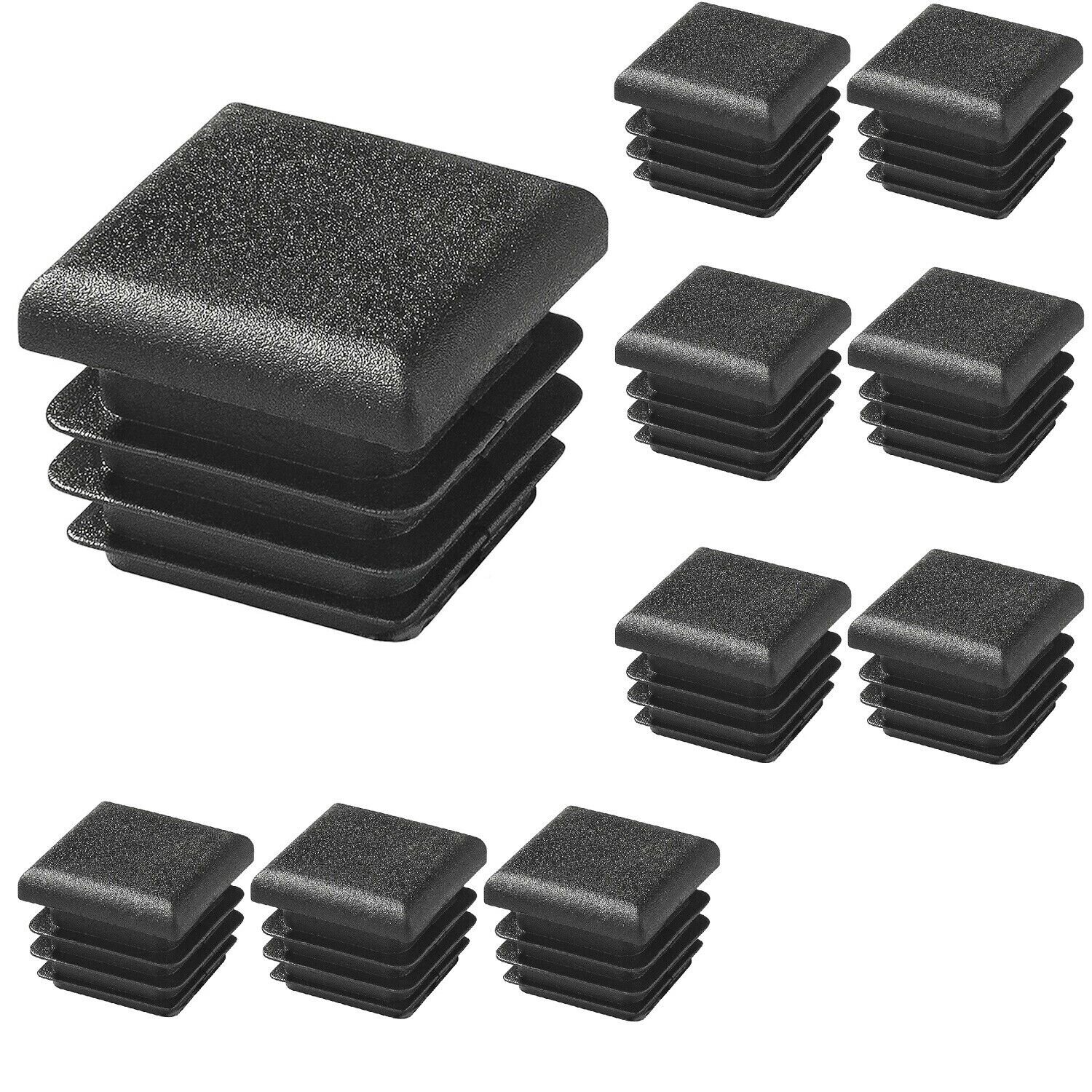 25 Vierkantrohr Endkappen 30mm - Schwarz Kunststoff Rohrstopfen