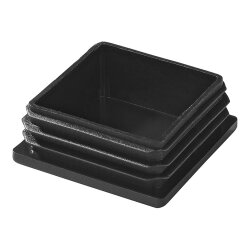 10x Rohrabdeckung für Vierkantrohr 50x50mm Lamellenstopfen Rohrstopfen in Schwarz als Pfostenkappe aus Kunststoff Endkappen geriffelt Kunststoffkappen
