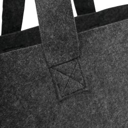 Filztasche Kaminholzkorb 2er Set grau mit Tragegriffen 50 x 25 x 25 cm Brennholzkorb aus Filz als Kaminholztasche