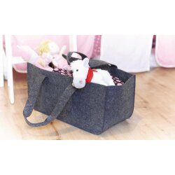 Filztasche Kaminholzkorb 2er Set grau mit Tragegriffen 50 x 25 x 25 cm Brennholzkorb aus Filz als Kaminholztasche