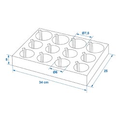 Becher- & Tassenhalter 2er Set für 24 Camping-Becher, Gläser & Tassen – zuschneidbarer Einsatz aus Schaumblock, 34x25x5 cm für Wohnwagen & Wohnmobil