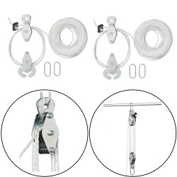 2x Flaschenzug Seilzug 20M 180kg Flaschen Seil Nylonseil Umlenkrolle mit Haken