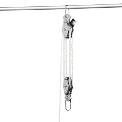 2x Flaschenzug Seilzug 20M 180kg Flaschen Seil Nylonseil Umlenkrolle mit Haken