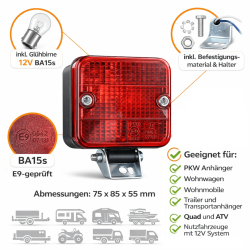 Nebelschlussleuchte Anhänger E-Typ12V...