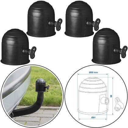 Schutzkappen 4er Set für Anhängerkupplung – Abschließbar, PVC, mit Schlüssel, Schutz vor Schmutz & Rost, Anhängerkupplungszubehör