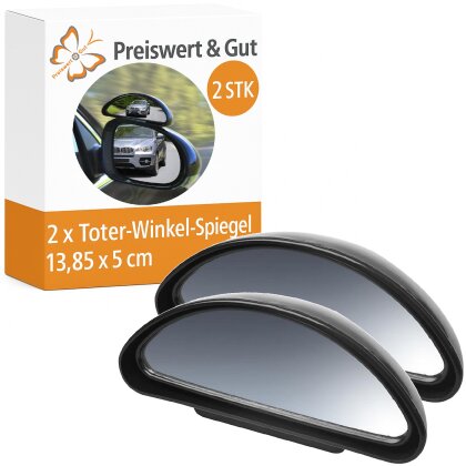 Toter Winkel Spiegel 2x Weitwinkel Zusatzspiegel 13,85 x 5 cm Universal aufklemmbar waschanlagensicher witterungsbeständig Außenspiegel Erweiterung für PKW LKW Wohnmobil