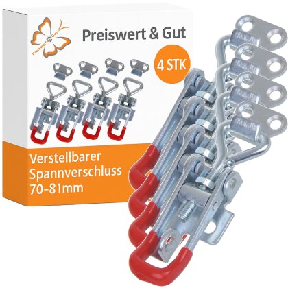 4x Verstellbarer Spannverschluss klein 70-81mm Hebelverschluss verzinktem Stahl Anhänger Exzenterverschluss Abschließbar