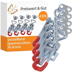 4x Verstellbarer Spannverschluss klein 70-81mm Hebelverschluss verzinktem Stahl Anhänger Exzenterverschluss Abschließbar