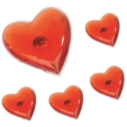 Taschenwärmer Herzform rot – Wiederverwendbarer Handwärmer zum Knicken – Handtaschenwärmer – Wärmepad knicken 5er Set