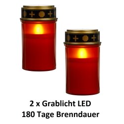 2 x Grablampe LED Grablichter Grabkerze Flackerndes...