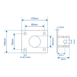 2x Halterung für Abstellstütze bis 1000 kg 115x100mm Ø 51 mm 620 Gramm