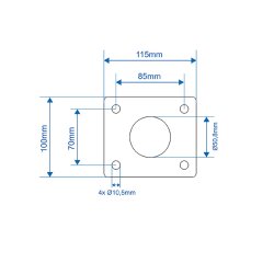 2x Halterung für Abstellstütze bis 1000 kg 115x100mm Ø 51 mm 620 Gramm