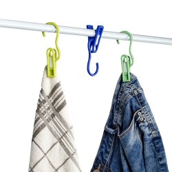 12 x Wäscheklammern Bunt – umkehrbar Wäscheklammer mit Haken zum Aufhängen Wäscheleine Camping Wäsche oder Wäschespinne