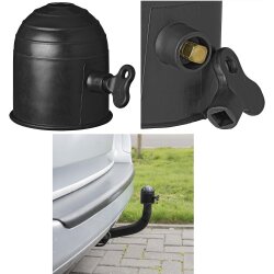 Schutzkappen 10er Set für Anhängerkupplung – Abschließbar, Schwarz, PVC, Mit Schloss & Schlüssel, Witterungsschutz für Anhänger Zubehör