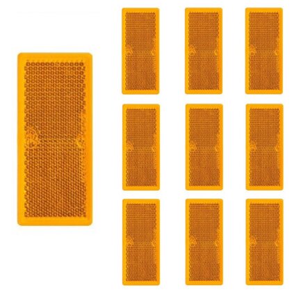 10 x Reflektor Orange klebend Rückstrahler Seitenstrahler Anhänger 82 x 36mm