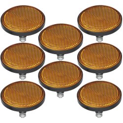 8x Reflektor Ø60mm Orange – Katzenaugen Rückstrahler für den Anhänger Reflektoren als Inklusive Grundplatte
