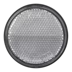 8x Reflektor Weiß Ø60mm Katzenaugen für Anhänger Seitenstrahler mit Bolz M5 Mutter und Unterlegscheibe, Grundplatte