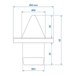 8x Bodenspitze für Zeltstangen Rohreingang Durchmesser 23mm Gesamtlänge 53 mm
