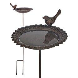 Vogeltränke Gusseisen stehend Futterschale Vogel Metall Vogelbad Höhe 79,5 cm