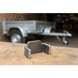 4x Gegenhalter für Winkelhebelverschluss aus unbehandeltem Stahl für Exzenterverschluss Anhänger mit Gesamtlänge 46mm