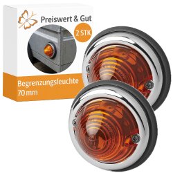 Begrenzungsleuchten Set 2 Stück 70 mm orange 12V 24V E9 geprüft Positionsleuchten für Anhänger Wohnmobil Wohnwagen Fahrradträger Transporter vielseitig einsetzbar ohne Leuchtmittel