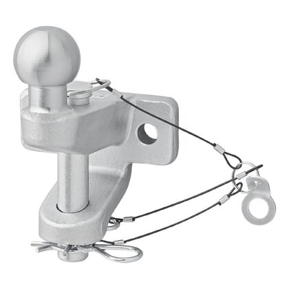 Anhängerkupplungskugel Ø50mm D21 3 5t 350kg Stützlast silber für Maulkupplung und Zugmaul mit Befestigungsbolzen