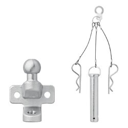 1× Anhängerkupplungskugel Ø50mm D21 S350 Kugelkopf zweifach Ausführung 3,5t Stützlast 350kg E11 R55 silber für Maulkupplung Zugmaul 90mm Lochabstand inkl. Befestigungsbolzen