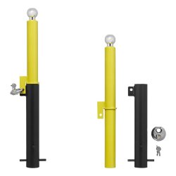 Parkstütze mit Rundbügel-Schloss – abnehmbar für 50 mm Kugelkupplungen, inkl. Bodenhülse