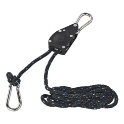 Flaschenzug Set Seilzug mit Ratsche & Umlenkrolle 2 x 2,5 m Ø6 mm Tragkraft 136 kg gesamt 68 kg je Stück für Werkstatt Garage Camping Hängesystem Set 2 Stück