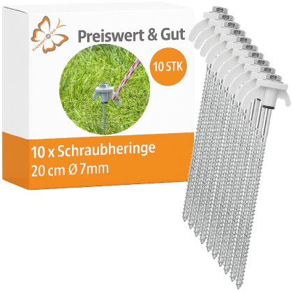 10x Schraubheringe Camping Metall 20 cm Heringe Erdanker zum schrauben Zelt Ø7mm