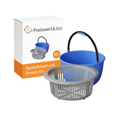 Spülschüssel Camping Rund 35cm Waschschüssel Plastik Henkel- Abtropfgitter Spüle